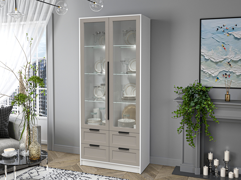 Шкаф с витриной (с подсветкой)    КТ-ШВ2