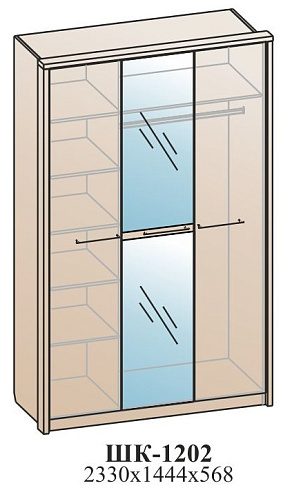 Шкаф для одежды (зеркало фацет)   ШК-1202 