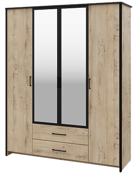 Шкаф для одежды и белья 4-х дверный с зеркалом №1