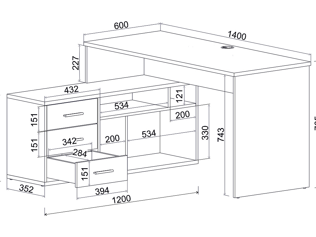 Стол письменный    Skill-05 (Л)