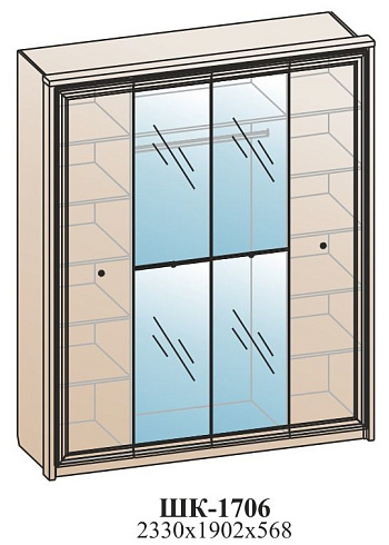 Шкаф для одежды (зеркало фацет)   ШК-1706 