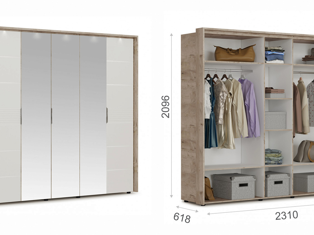 Шкаф 5дв (ДЗЗЗД) с порталом   