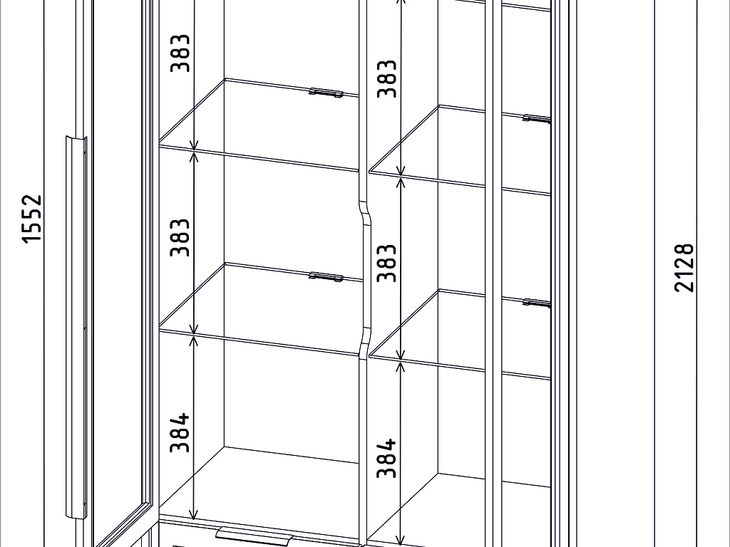 Шкаф с витриной (с подсветкой)    КТ-ШВ2