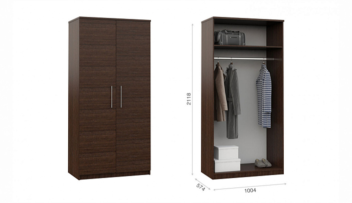 Распашной шкаф 2дв Венге   