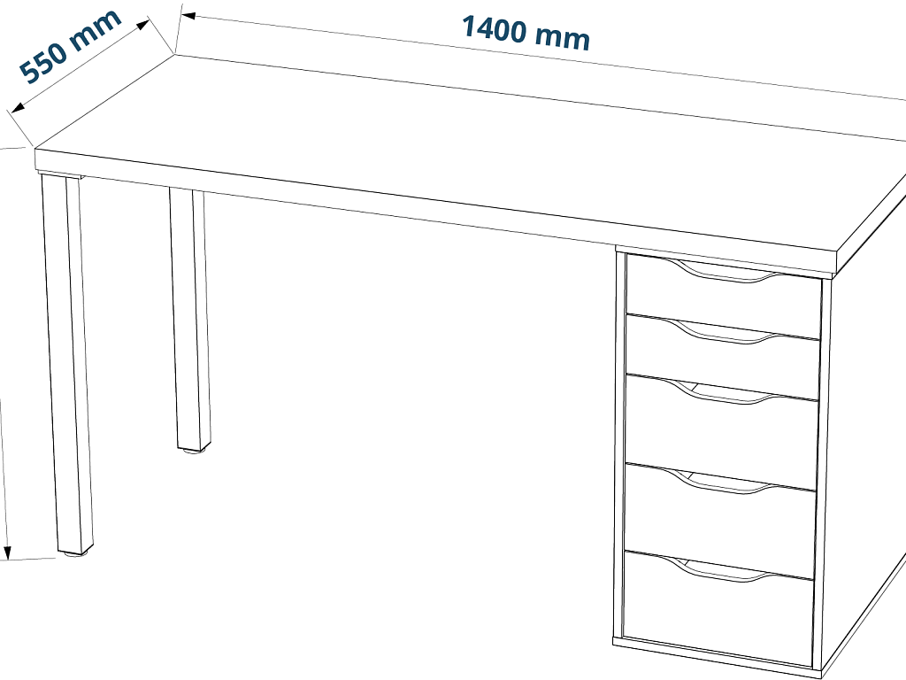 Стол письменный (25Т) Черные ножки   03532