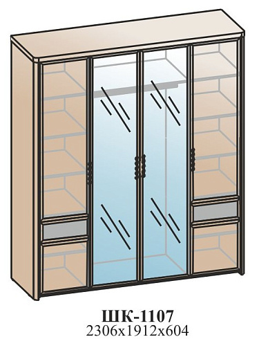 Шкаф (фасад с кожей)   ШК-1107