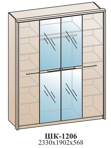 Шкаф для одежды (зеркало фацет)   ШК-1206