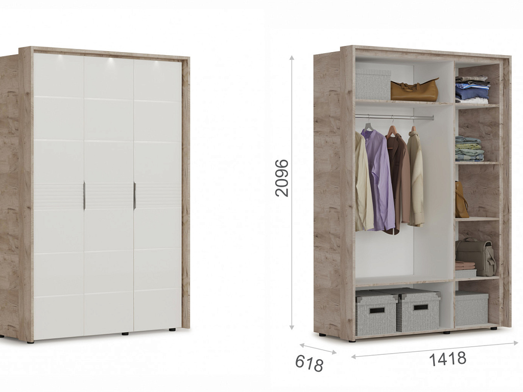 Шкаф 3дв (ДДД) с порталом   