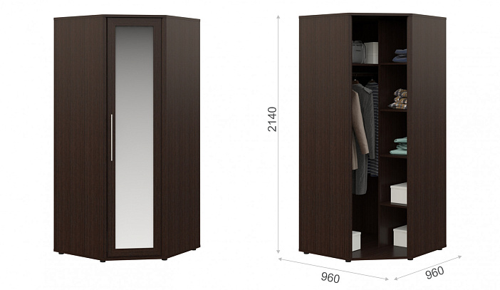 Угловой шкаф с зеркалом   