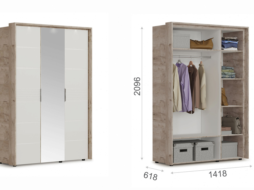 Распашной шкаф 3дв (ДЗД)   