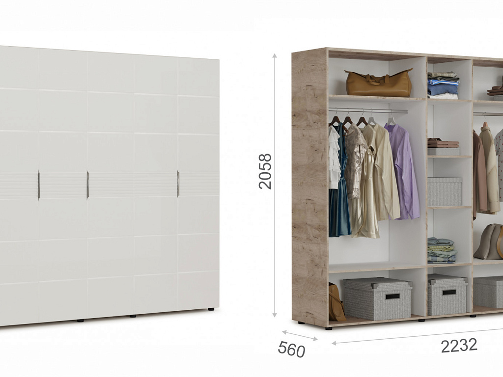 Распашной шкаф 5дв (ДДДДД)   