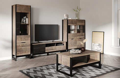 Стокгольм Дуб гранж песочный/Железный камень