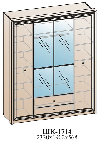 Шкаф для одежды (зеркало фацет)   ШК-1714