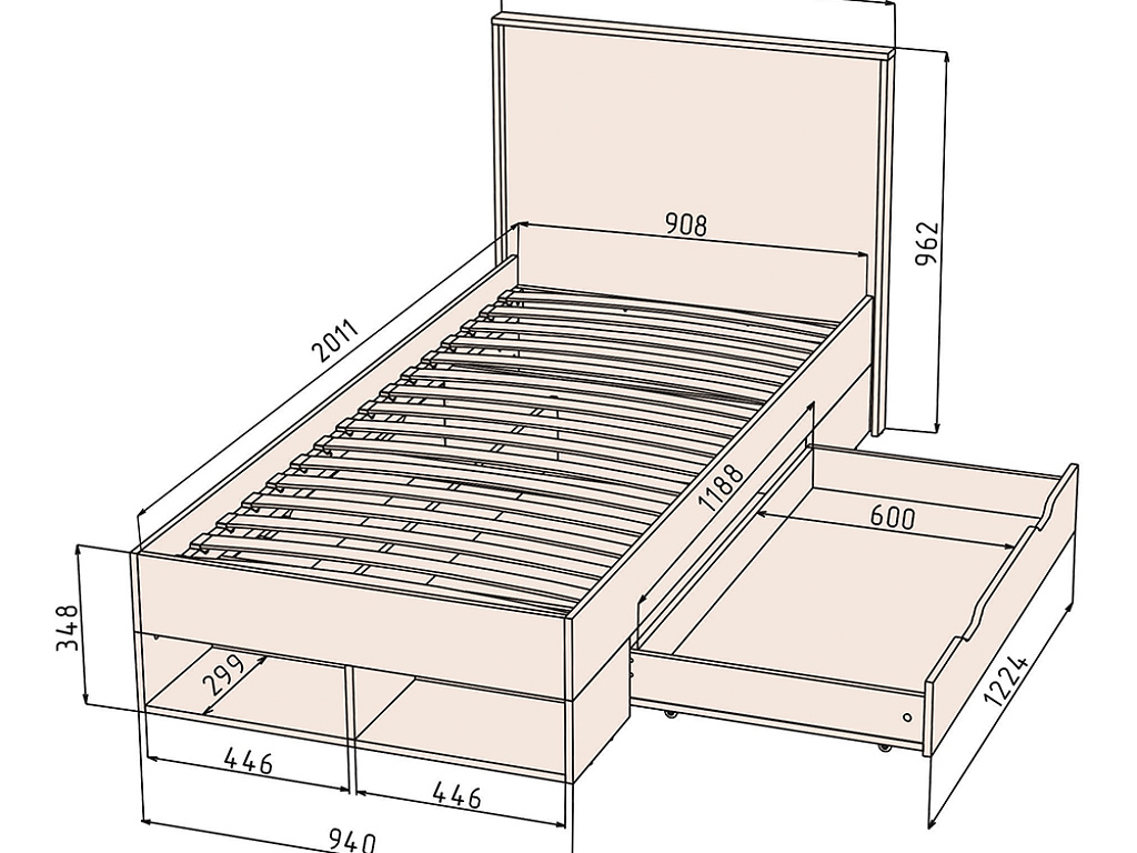 Кровать одинарная   SC-К90