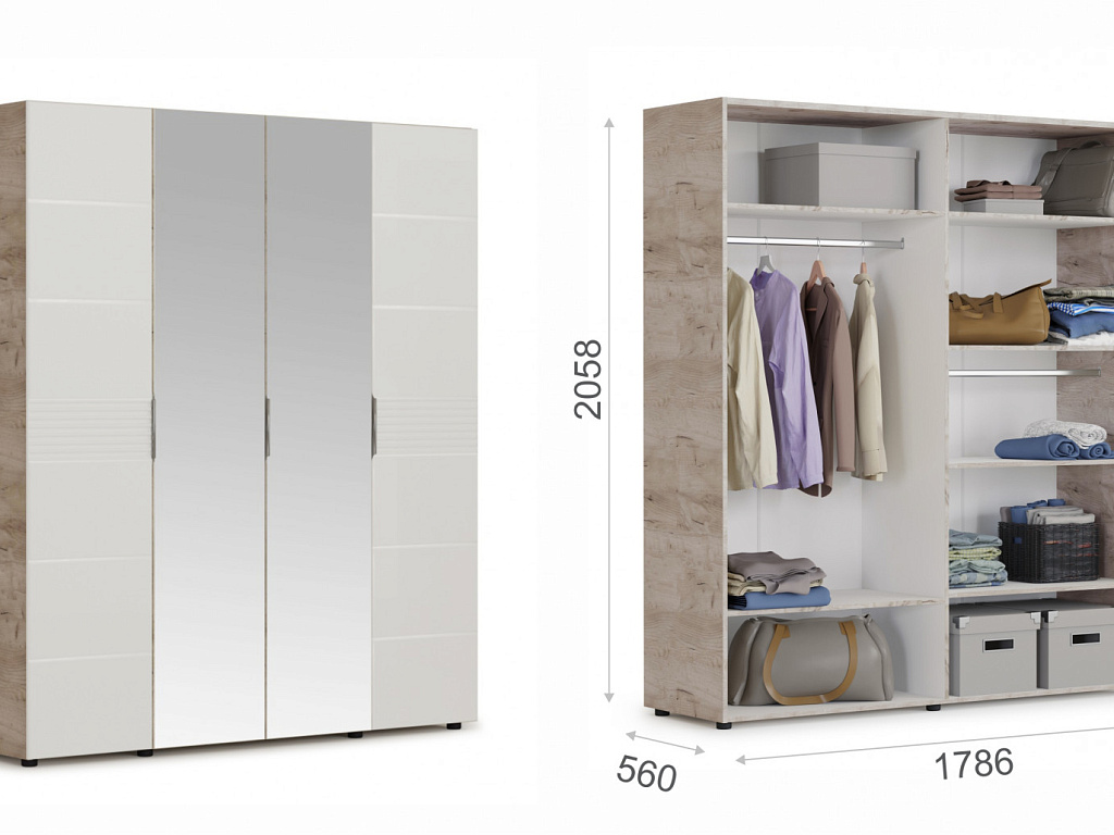 Распашной шкаф 4дв (ДЗЗД)   