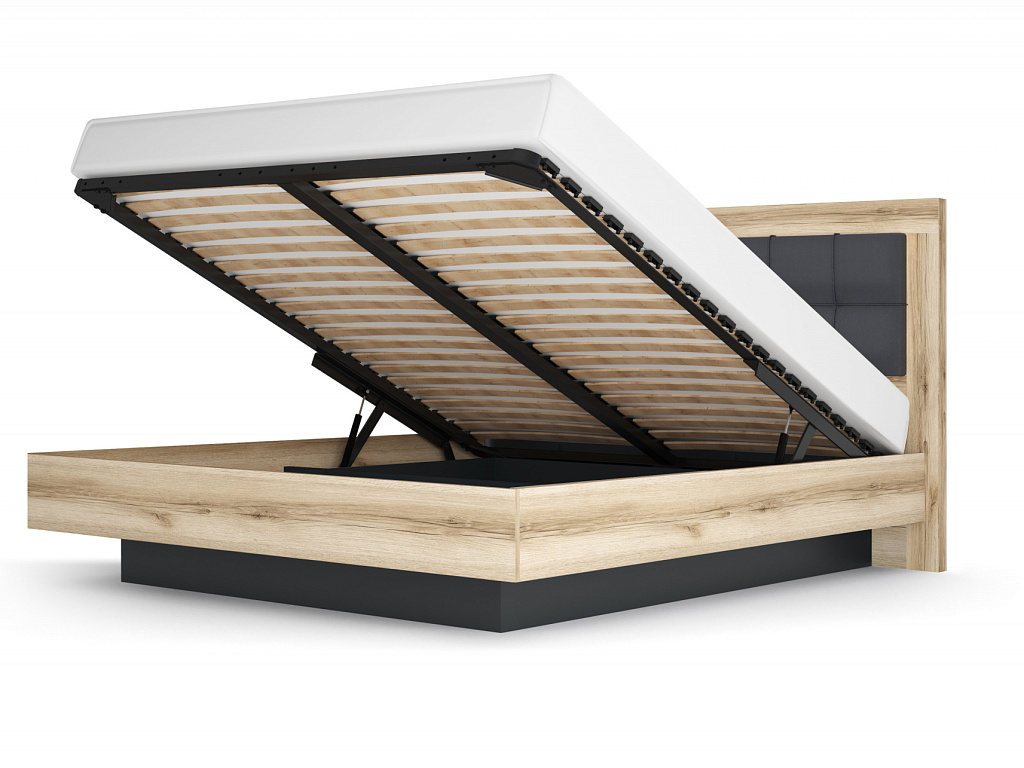 Кровать 5 с подъемным механизмом 1400 Экокожа Polo графит   